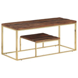 Coffee Table Gold Stainless Steel and Solid Wood Sleeper 350022