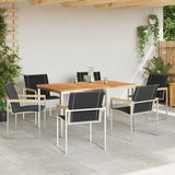 Garden Dining Set 7 pcs Solid Acacia Wood and Stainless Steel 3334816