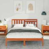 Bed Frame with Headboard Wax Brown 120 x 200 cm Solid Pine Wood 872235