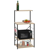 Microwave Cabinet Black and Oak 60x39.6x123 cm Engineered Wood 288239
