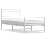 Metal Bed Frame without Mattress with Footboard White 100x200cm 352381
