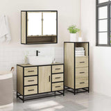 3 Piece Bathroom Furniture Set Sonoma Oak Engineered Wood 3301051