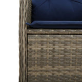 Reclining Garden Chairs 2 pcs with Cushions Grey Poly Rattan 365689