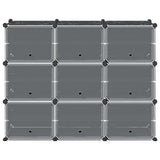 Storage Cube Organiser with 9 Cubes and Doors Black PP 4019577