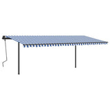 ZNTS Manual Retractable Awning with LED 6x3.5 m Blue and White 3070281