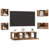 TV Cabinet Set Wall-mounted 6 pcs Old Wood Engineered Wood 3393141