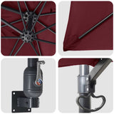 Garden Parasol Bordeaux Red 248.5 x 247.5 x 160 cm 42003239