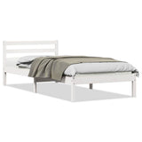 Bed Frame White 215.5 x 105.5 x 69.5 cm Solid Pine Wood 869765