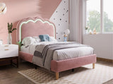 Upholstered Bed, 3ft 90x190cm Single Bed with LED, Bed Frame with Wooden Slats and Adjustable Height N601P288476R