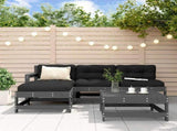 5 Piece Garden Lounge Set with Cushions Grey Solid Wood 3186062