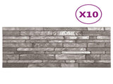 Wall Panels 10 pcs 100 x 50 cm Dark Grey EPS Foam 42046095
