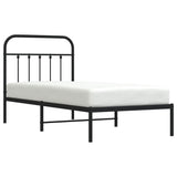 Metal Bed Frame without Mattress with Headboard Black 90x190cm 352570