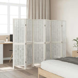 Room Divider 6 Panels White Solid Wood Paulownia 358681
