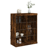 Sideboard with LED Lights Smoked Oak 81x37x100 cm 836718