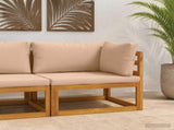 Sectional Corner Sofa with Cushions Solid Acacia Wood Natural 42028336