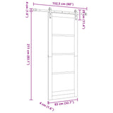 Sliding Door 83 x 211 cm Engineered Wood White and Black 3449964