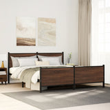 Metal Bed Frame without Mattress Brown Oak 180x200 cm Super King 3301373