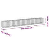Gabion Basket with Cover 850x100x100 cm Galvanised Iron 3295205