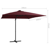 ZNTS Cantilever Garden Parasol with LED lights Bordeaux Red 250x250 cm 312310