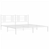 Metal Bed Frame without Mattress with Headboard White 183x213cm 376378