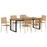 Garden Dining Set 7 pcs Beige Solid Acacia Wood 3365468