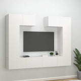 6 Piece TV Cabinet Set White Engineered Wood 3114462