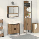Bathroom Furniture Set with Door 3 pcs Brown 33 x 33 x 185.5 cm 3334361