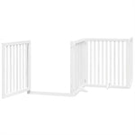 Dog Gate with Door Foldable 12 Panels White 960 cm Poplar Wood 3155680