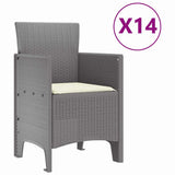 Garden Dining Set with Cushions 15 pcs Light Grey PP 3378811
