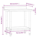 Kitchen Work Table with Backsplash 82.5x55x93 cm Stainless Steel 376457