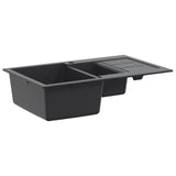 Kitchen Sink Double Basin Granite 80 x 50 x 30.5 cm Graphite 42053746
