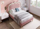 Upholstered Bed, 3ft 90x190cm Single Bed with LED, Bed Frame with Wooden Slats and Adjustable Height N601P288476R
