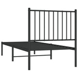 Metal Bed Frame without Mattress with Headboard Black 75x190cm 350854