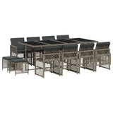 13 Piece Garden Dining Set with Cushions Grey Poly Rattan 3210800