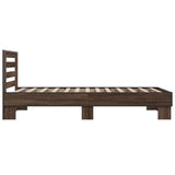 ZNTS Bed Frame Brown Oak 90x190 cm Single Engineered Wood and Metal 846088