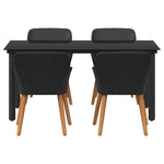 Garden Dining Set with Cushion 5 pcs Black Poly Rattan 3261673