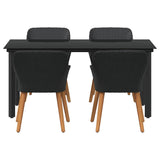 Garden Dining Set with Cushion 5 pcs Black Poly Rattan 3261673