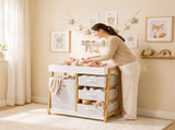 Baby Changing Table, Baby Changing Unit with 3 Drawers, Large Basket and Waterproof Pad for Bedroom T3398P548710