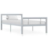 Bed Frame without Mattress Grey and White Metal 90x200 cm 284556