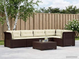 5-Seater Garden Sofa with Cushions Rattan Look PP Brown 3444054