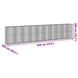 Gabion Basket with Cover 950x100x200 cm Galvanised Iron 3295242