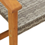 Garden Bench Grey 112 cm Poly Rattan and Acacia Wood 367599