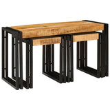 Nesting Table 3 pcs Brown and Black Solid Mango Wood and Metal 4104730