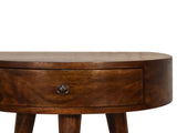 Solid Wood Chestnut Semi Circle Bedside, 1 Drawer, Dark Brown B2743P402949