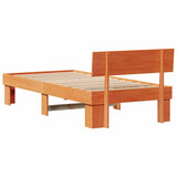 Bed Frame with Headboard Wax Brown 100 x 200 cm Solid Pine Wood 872583
