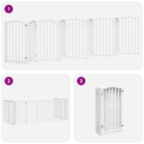 Dog Gate with Door Foldable 9 Panels White 450 cm Poplar Wood 3155594