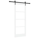 Sliding Door ORKDAL White 83 x 211 cm Solid Pine Wood and Glass 3332448
