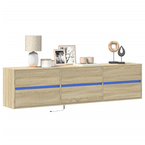 TV Wall Cabinet with LED Sonoma Oak 180x31x45 cm 3307935