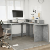 Desk with LED Lights Concrete Grey 152x152x91 cm Engineered Wood 3309459