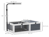Tortoise Table with Adjustable Lamp Holder, Wooden Tortoise House w/ Openable Lids, Pull-Out Trays T3398P350003